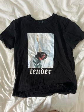 Forever 21 Black Graphic Tee with Pastel Print